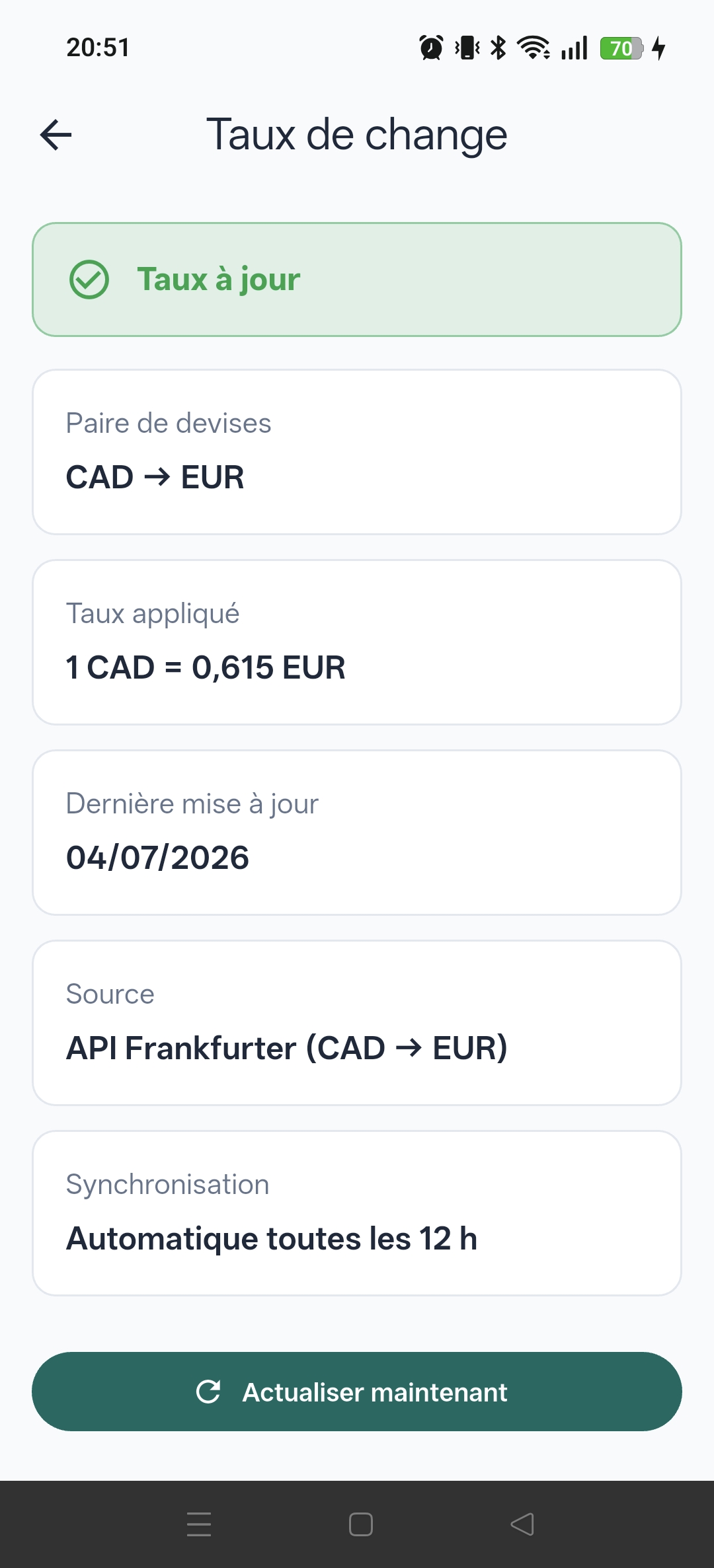Selection de taxes dans Convertize
